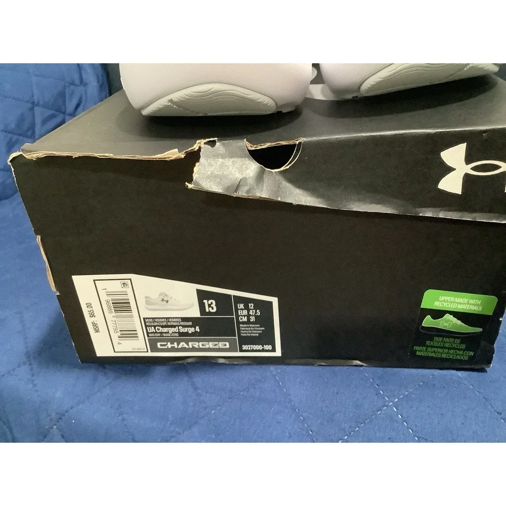 Under Armour Mens Charged Surge 4 3027000-100 White Running Shoes Sneakers 13